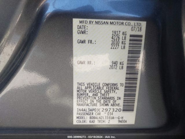 1N4AL3AP0JC297320 Nissan Altima 2.5 Sr
