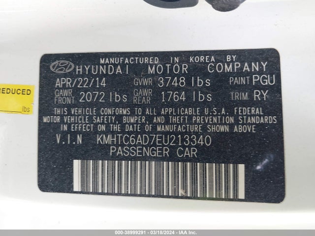 Hyundai Veloster Base W/gray 2014 KMHTC6AD7EU213340 Image 9