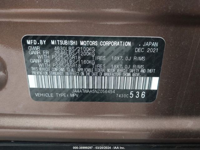JA4ATWAA5NZ056454 Mitsubishi Eclipse Cross Se S-awc/se Special Edition S-awc/sel S-awc/sel Special Edition S-awc