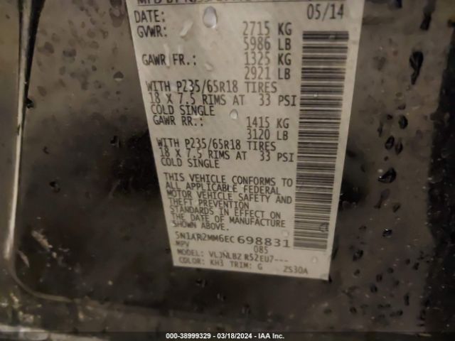 5N1AR2MM6EC698831 Nissan Pathfinder S