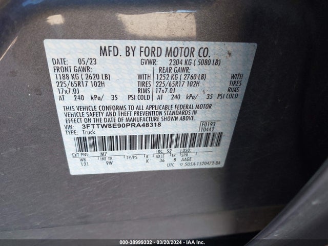 Ford Maverick Xl 2023 3FTTW8E90PRA48318 Image 9
