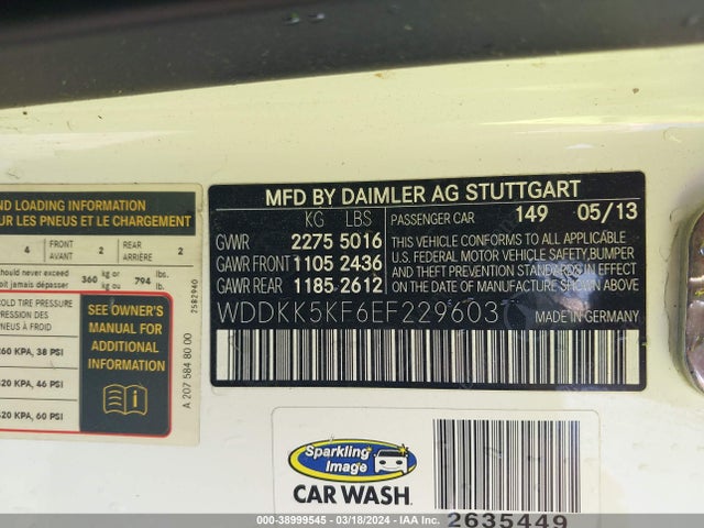 WDDKK5KF6EF229603 Mercedes-Benz E 350