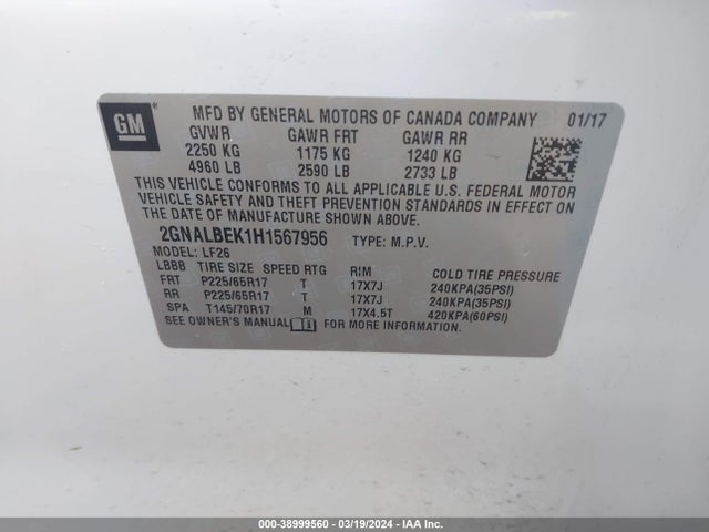 Chevrolet EQUINOX LS 2017 2GNALBEK1H1567956 Image 9