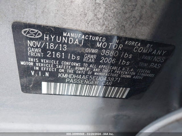 Hyundai Elantra Limited 2014 KMHDH4AE5EU043871 Image 9