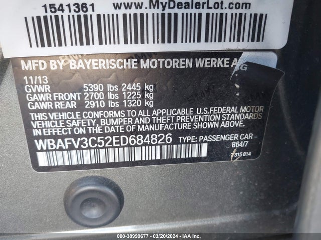 BMW 535d Xdrive 2014 WBAFV3C52ED684826 Image 9