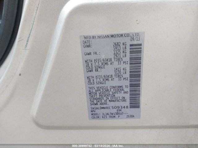 5N1AL0MN4EC509348 Infiniti QX60