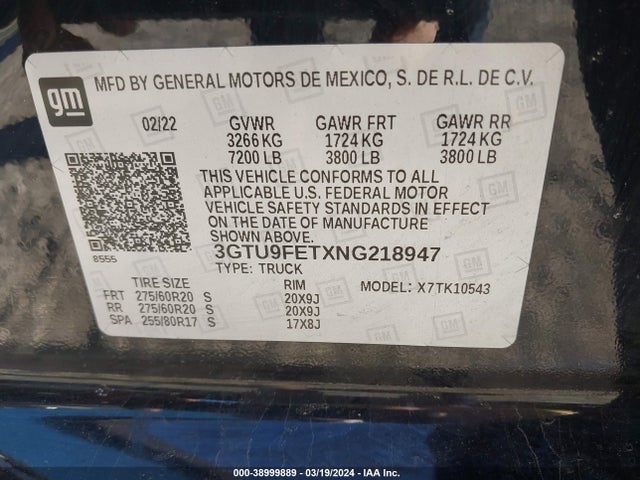 3GTU9FETXNG218947 GMC Sierra 1500 Limited 4wd  Short Box Denali