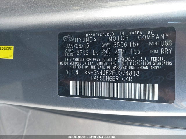 Hyundai Genesis 5.0 2015 KMHGN4JF2FU074818 Image 9