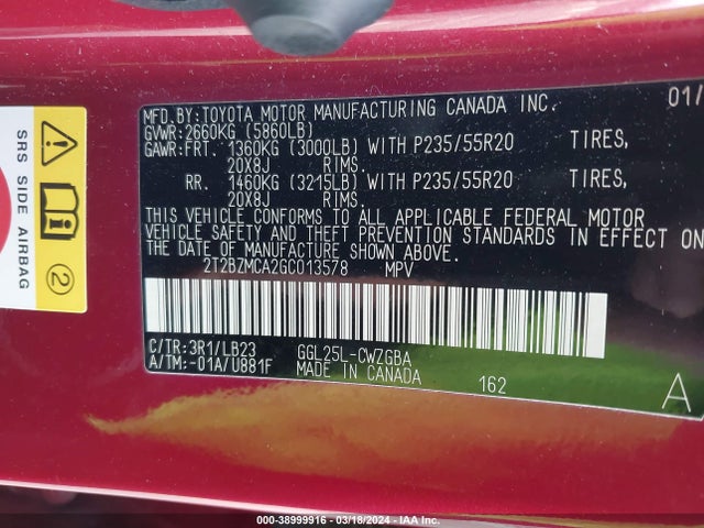 Lexus RX 350 2016 2T2BZMCA2GC013578 Image 9