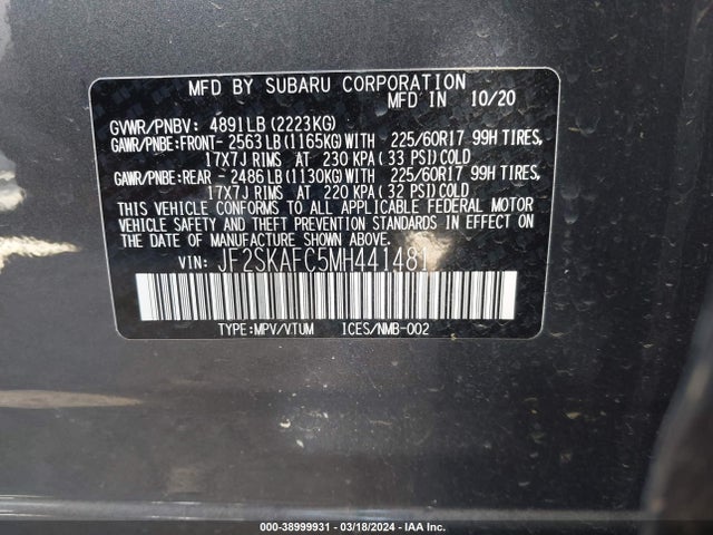 Subaru Forester Premium 2021 JF2SKAFC5MH441481 Image 9