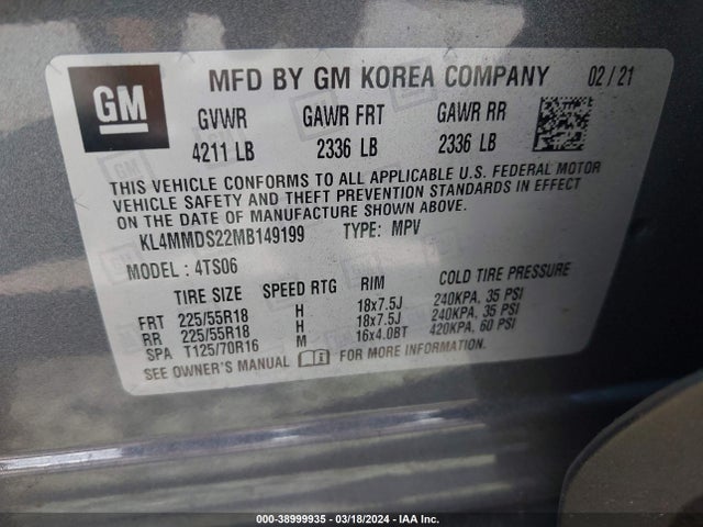 KL4MMDS22MB149199 Buick Encore Gx Fwd Select