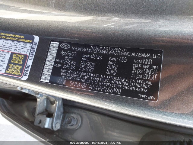 Hyundai TUCSON SEL 2023 5NMJBCAE4PH266190 Image 9