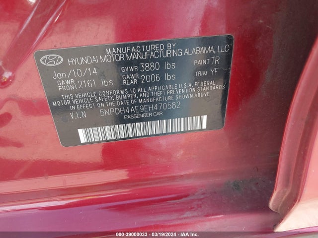 Hyundai ELANTRA SE 2014 5NPDH4AE9EH470582 Image 9