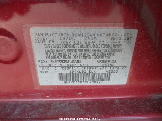Nissan Versa Note Sv 2014 3N1CE2CP3EL430461 Image 9