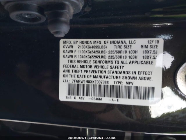 Honda Cr-v Ex-l 2019 7FARW1H8XKE007388 Image 9