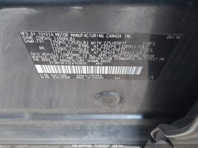Toyota Rav4 Xle 2014 2T3RFREV2EW169695 Image 9