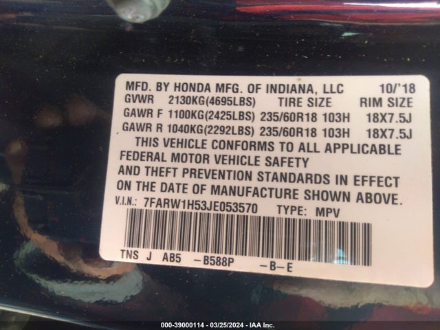 Honda CR-V EX 2018 7FARW1H53JE053570 Image 9