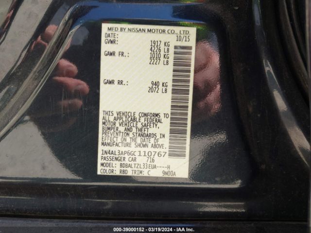 1N4AL3AP6GC110767 Nissan Altima 2.5 Sl