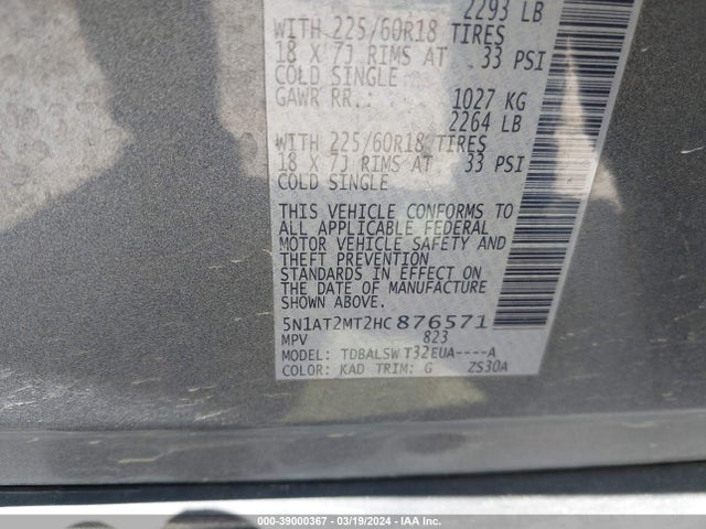 Nissan Rogue Sl 2017 5N1AT2MT2HC876571 Image 9