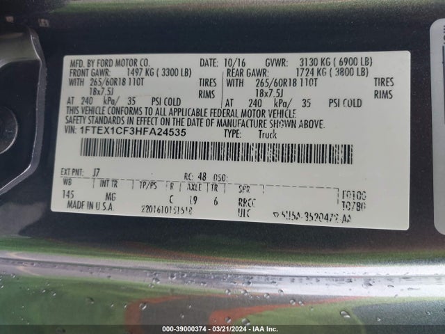 Ford F-150 Xlt 2017 1FTEX1CF3HFA24535 Image 9