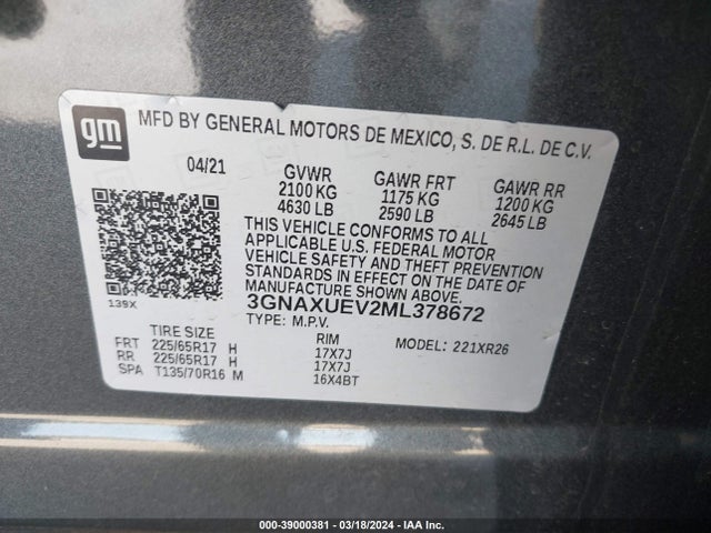 Chevrolet Equinox Awd Lt 2021 3GNAXUEV2ML378672 Image 9