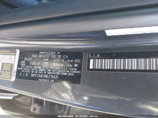 KIA Forte Lxs 2021 3KPF24AD1ME376426 Image 9