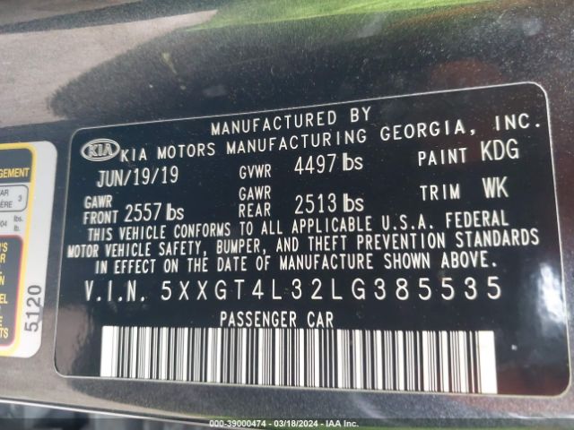 5XXGT4L32LG385535 KIA Optima Lx