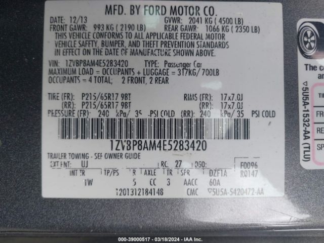 1ZVBP8AM4E5283420 Ford Mustang V6