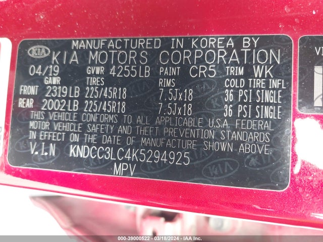 KIA Niro S Touring 2019 KNDCC3LC4K5294925 Image 9