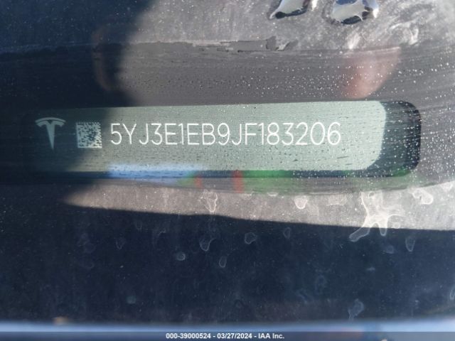 5YJ3E1EB9JF183206 Tesla Model 3 Long Range/performance