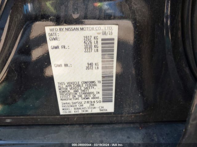 1N4AL3AP5GC289450 Nissan Altima 2.5 Sr