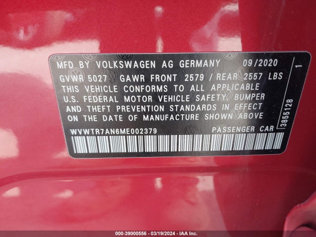 WVWTR7AN6ME002379 Volkswagen Arteon 2.0t Sel Premium R-line