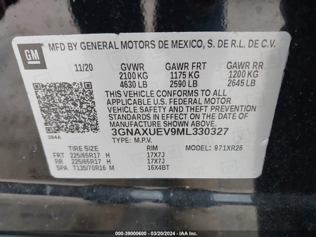 Chevrolet Equinox Awd Lt 2021 3GNAXUEV9ML330327 Image 9