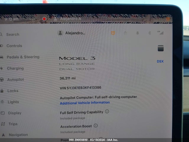 Tesla Model 3 Long Range/performance 2019 5YJ3E1EB3KF413386 Image 14