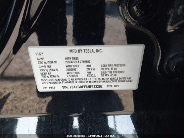 7SAYGDEF6NF313262 Tesla Model Y Performance Dual Motor All-wheel Drive