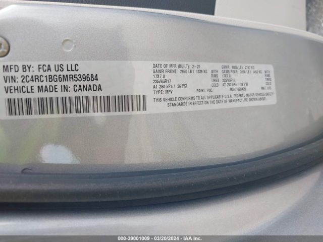 2021 CHRYSLER PACIFICA 2C4RC1BG6MR539684 Photo 8