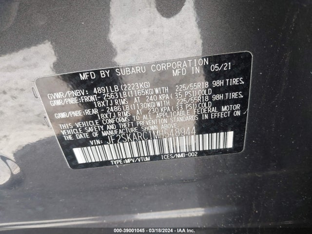 Subaru Forester Sport 2021 JF2SKARC1MH548944 Image 9