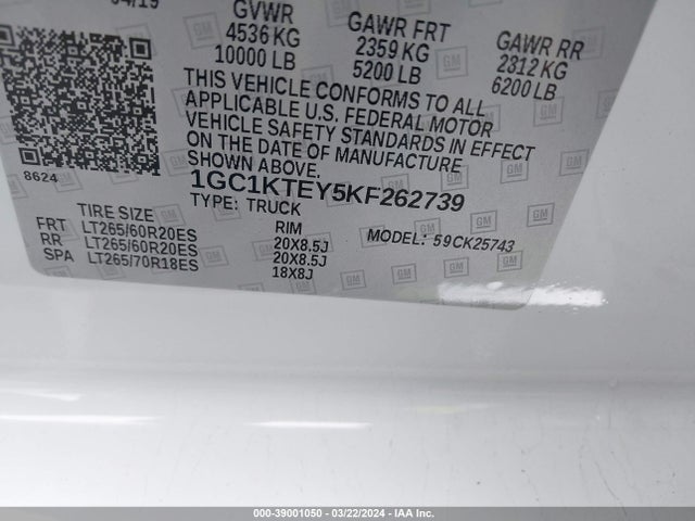 Chevrolet Silverado 2500hd Ltz 2019 1GC1KTEY5KF262739 Image 9