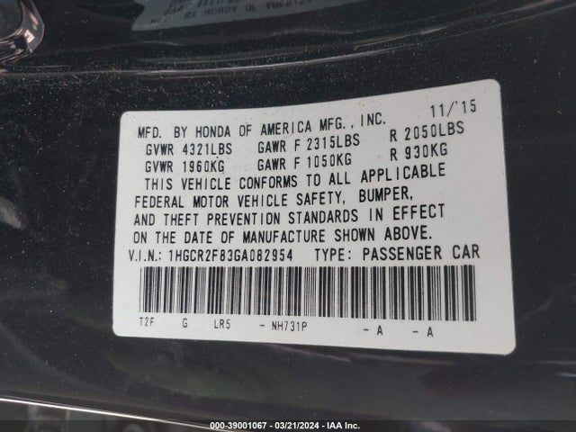 Honda Accord Ex-l 2016 1HGCR2F83GA082954 Image 9