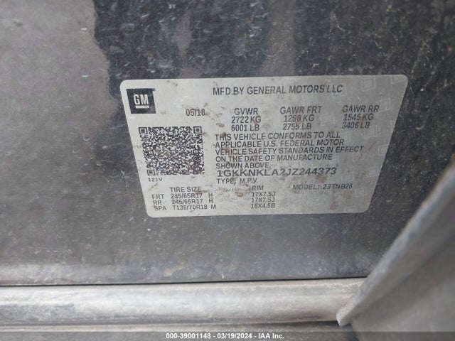GMC Acadia Sle-1 2018 1GKKNKLA2JZ244373 Image 9