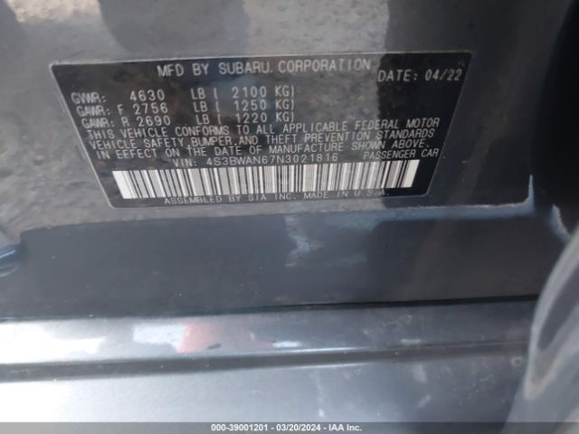 4S3BWAN67N3021816 Subaru Legacy Limited