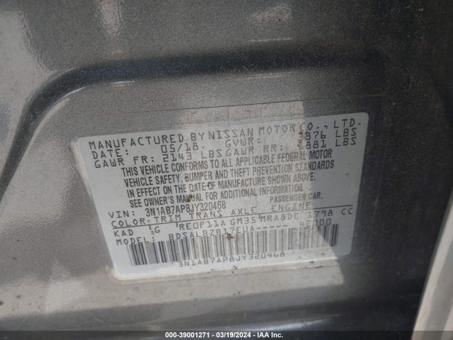 Nissan SENTRA S 2018 3N1AB7AP8JY320468 Image 9