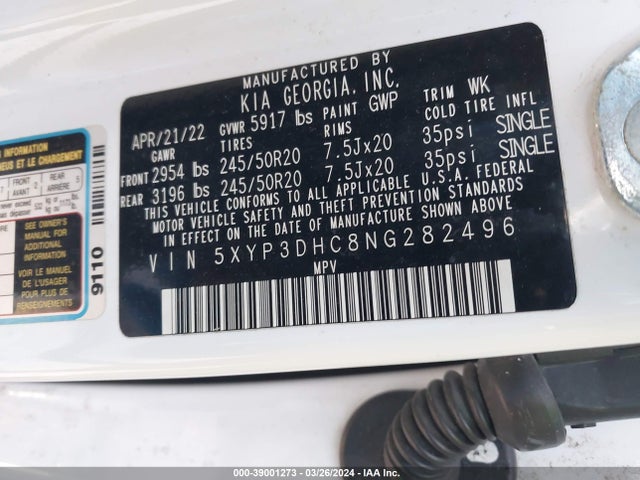 KIA Telluride Ex 2022 5XYP3DHC8NG282496 Image 9