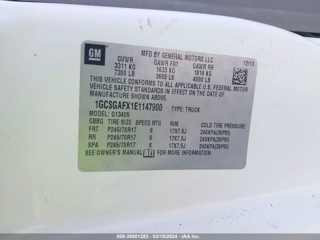 Chevrolet Express 1500 Work Van 2014 1GCSGAFX1E1147900 Image 9