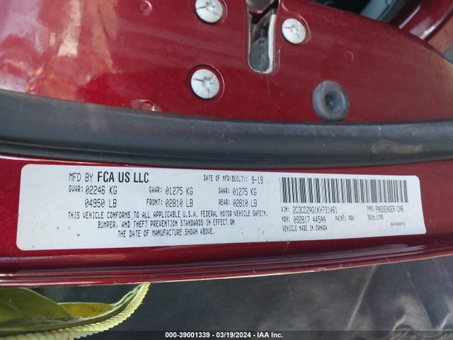Dodge Challenger Sxt 2019 2C3CDZAG1KH731461 Image 9