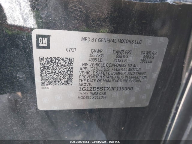 Chevrolet MALIBU LT 2018 1G1ZD5STXJF119360 Image 9