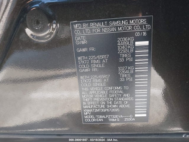 Nissan ROGUE S 2016 KNMAT2MT3GP672695 Image 9