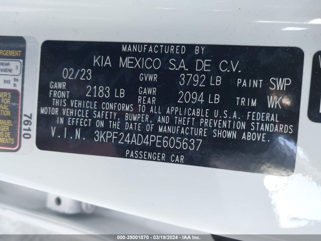 KIA Forte Lxs 2023 3KPF24AD4PE605637 Image 9