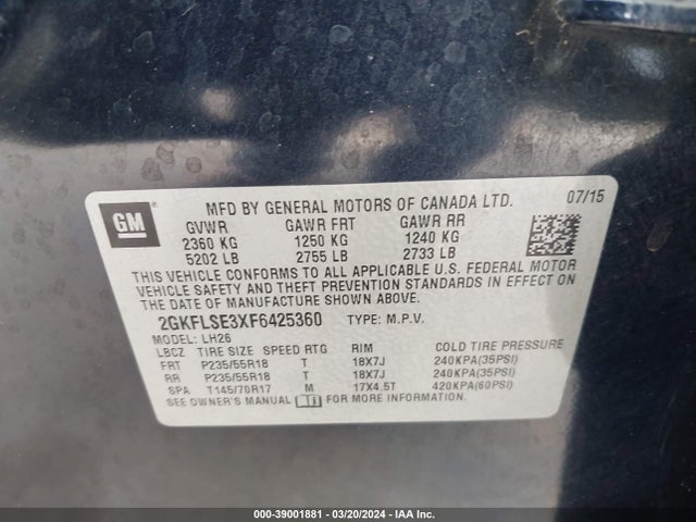 GMC Terrain Slt-1 2015 2GKFLSE3XF6425360 Image 9