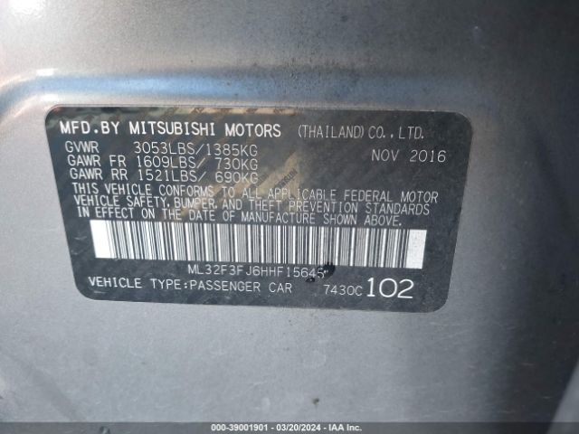 ML32F3FJ6HHF15645 Mitsubishi Mirage G4 Es